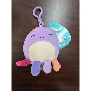 NWT Beula Purple Octopus Squishmallows 3.5 Inch Backpack Clip
